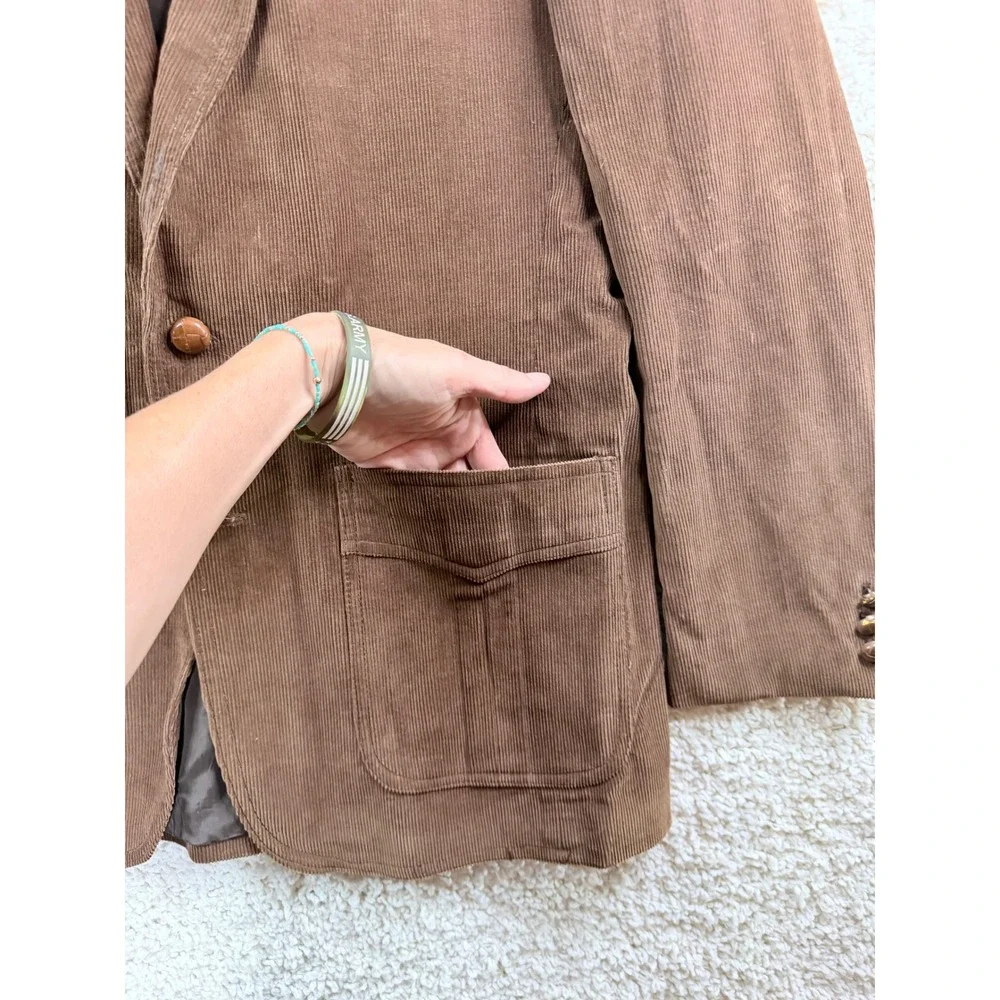 Garrison Park Corduroy Blazer Mens 40R Brown Good Vintage Western Sport Coat